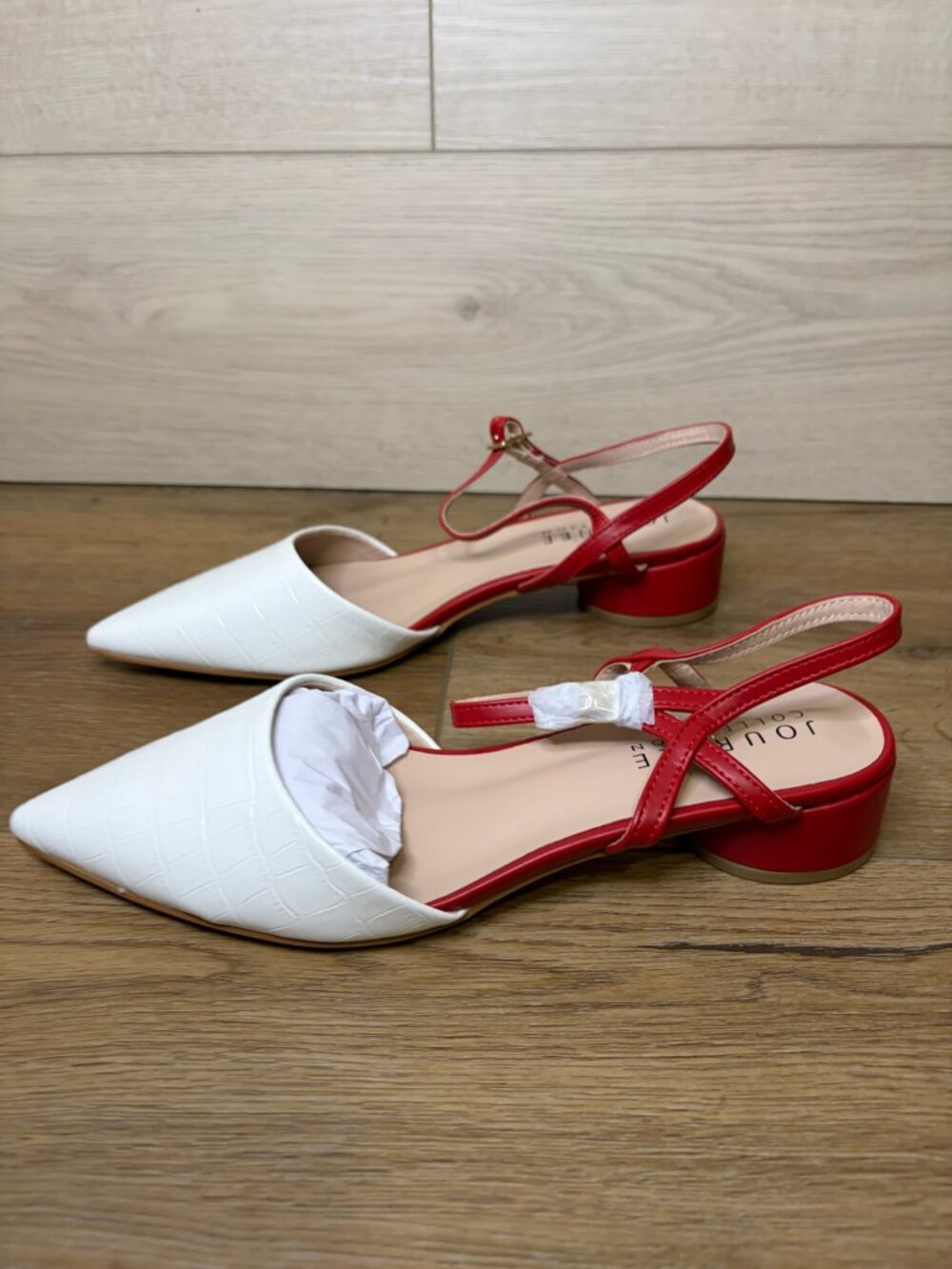 Journee Collection Brynn Block Heel Pointed Toe Flats White 9 - Picture 3 of 7